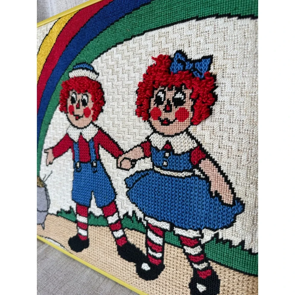 Vintage Raggedy Ann & Andy Needlepoint Wall Art 18